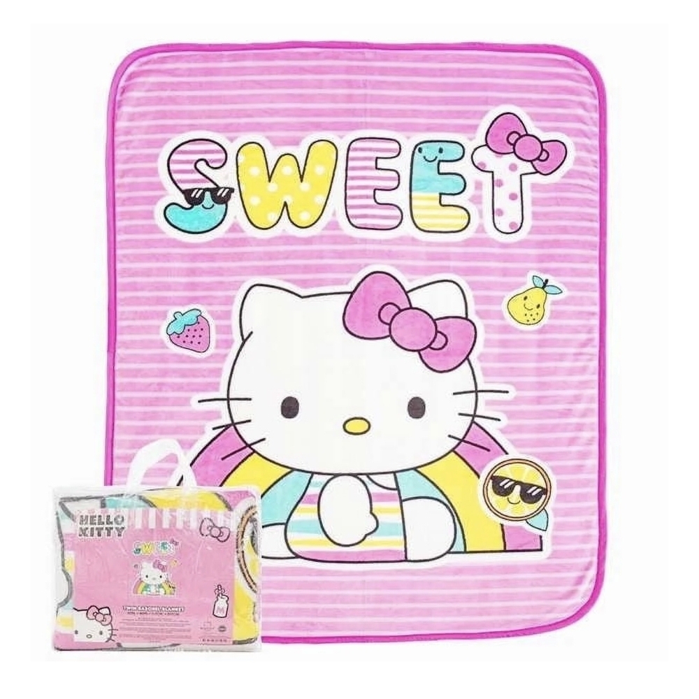 Hello Kitty Pink and Yellow Striped Blanket